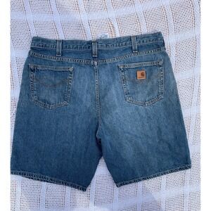 Carhartt Mens Relaxed Fit Denim Shorts Blue Medium Wash Cotton Size 40 NB04